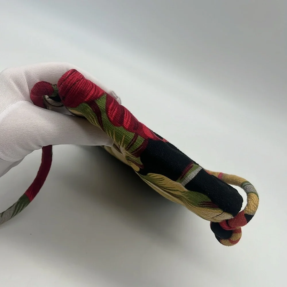 Unbranded Tropical Floral Motif Fabric Crossbody Red Black Multi.